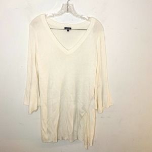 Splendid Sweater Cream Side Split Bell Sleeve V-Neck Soft Cozy Women’s XS